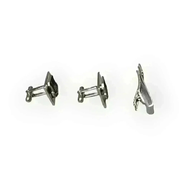 Vintage USAF AF Logistics Command Air Force Balfour Cufflinks & Tie Bar Clip Set - Picture 4 of 5